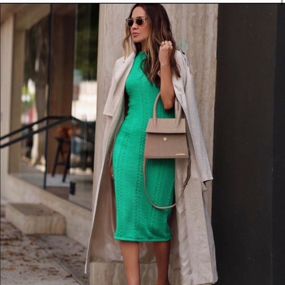 NWT ZARA Knit Dress Green L Blogger’s Fav - Picture 9 of 9